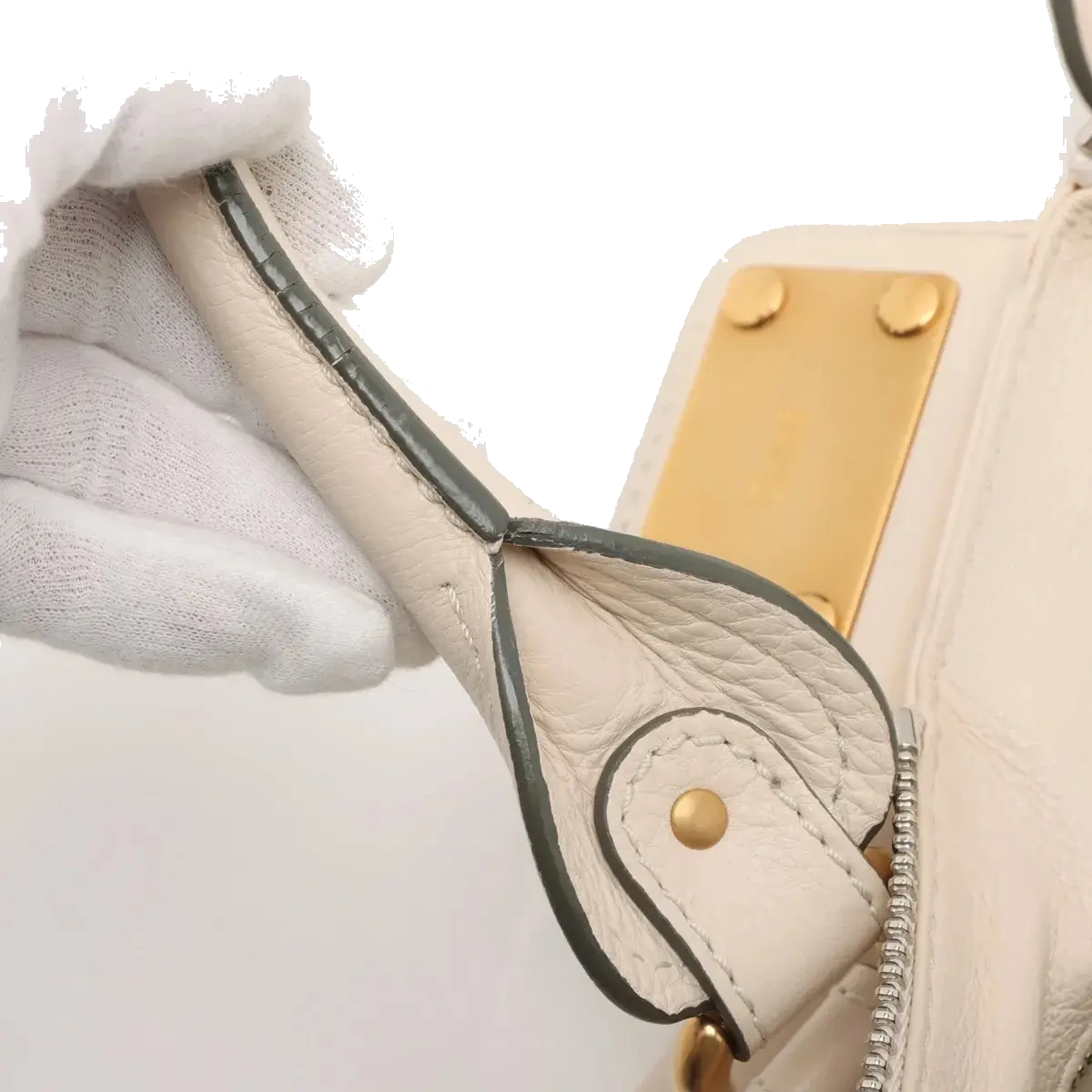 Pre-Loved Paddington Handbag Leather Medium with Aged Gold Hardware, Ivory
