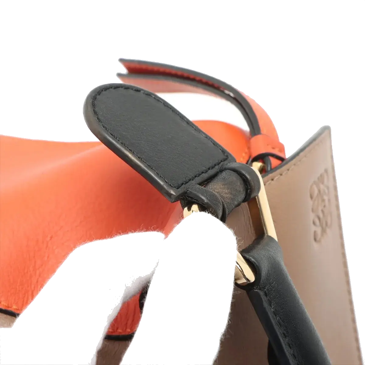 Pre-Loved Puzzle Handbag Leather Small with Gold Hardware, Taupe/Orange/Black