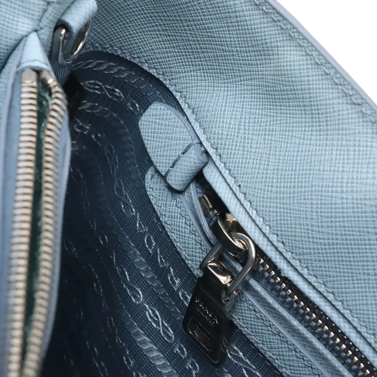 Pre-Loved Galleria Tote Leather Medium with Silver Hardware, Light Blue
