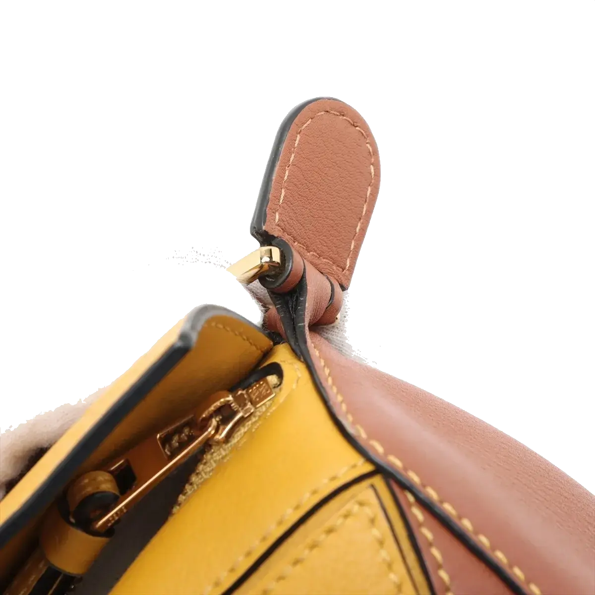 Pre-Loved Puzzle Handbag Leather Mini with Gold Hardware, Yellow, Tan, Cream