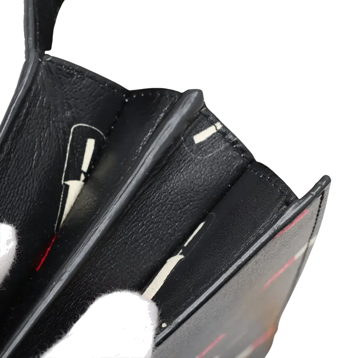 Pre-Loved Kate Chain Wallet Crossbody Bag Lipstick Print Leather Small with Gold Hardware, Black