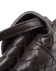 Pre-Loved Andiamo Crossbody Bag Intrecciato Leather Small with Gold Hardware, Dark Brown