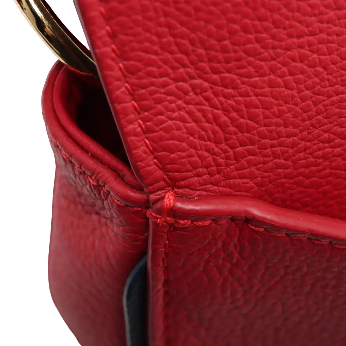 Pre-Loved Double V Handbag Monogram Leather with Gold Hardware, Red