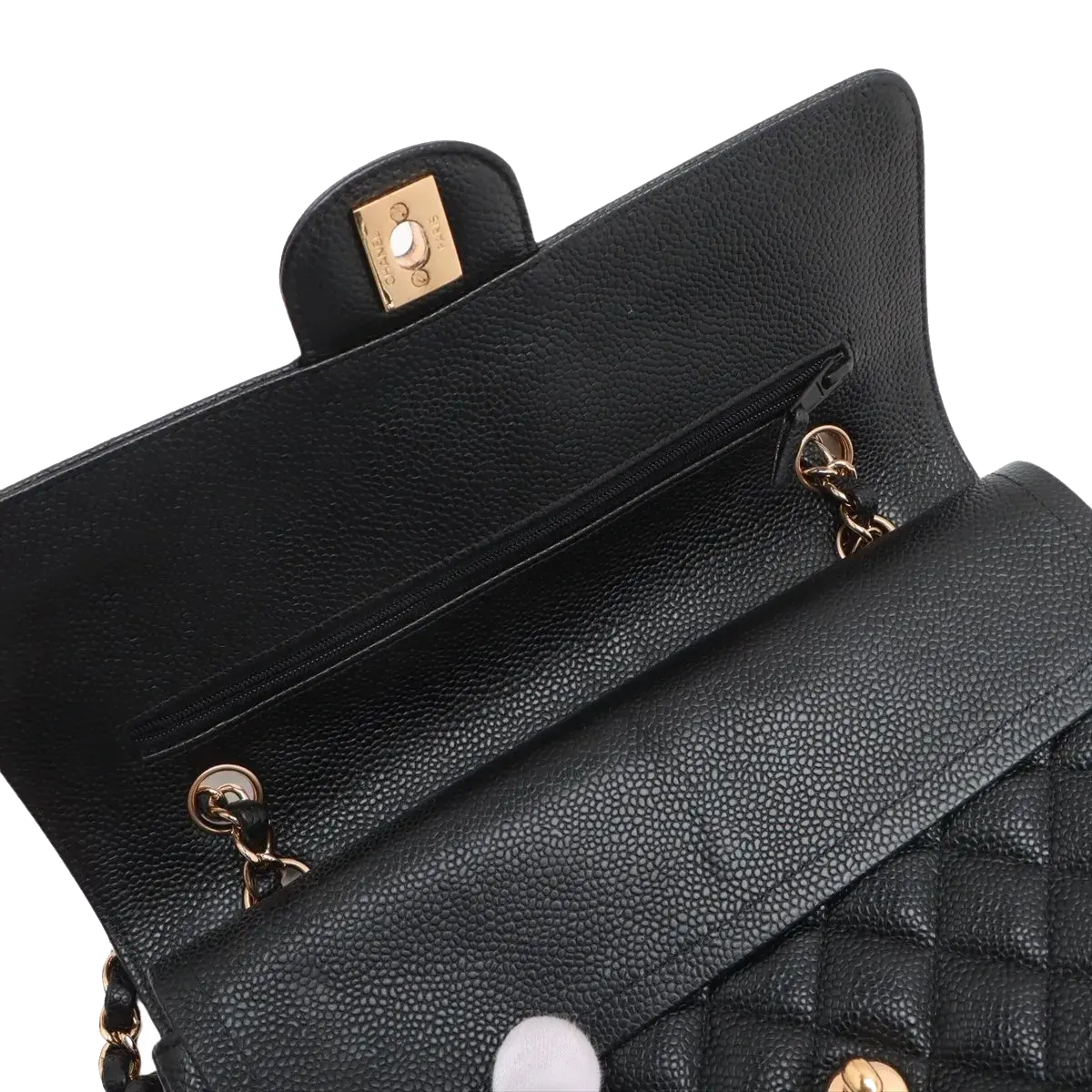Pre-Loved Classic Double Flap Shoulder Bag Quilted Leather Medium with Gold Hardware, Black