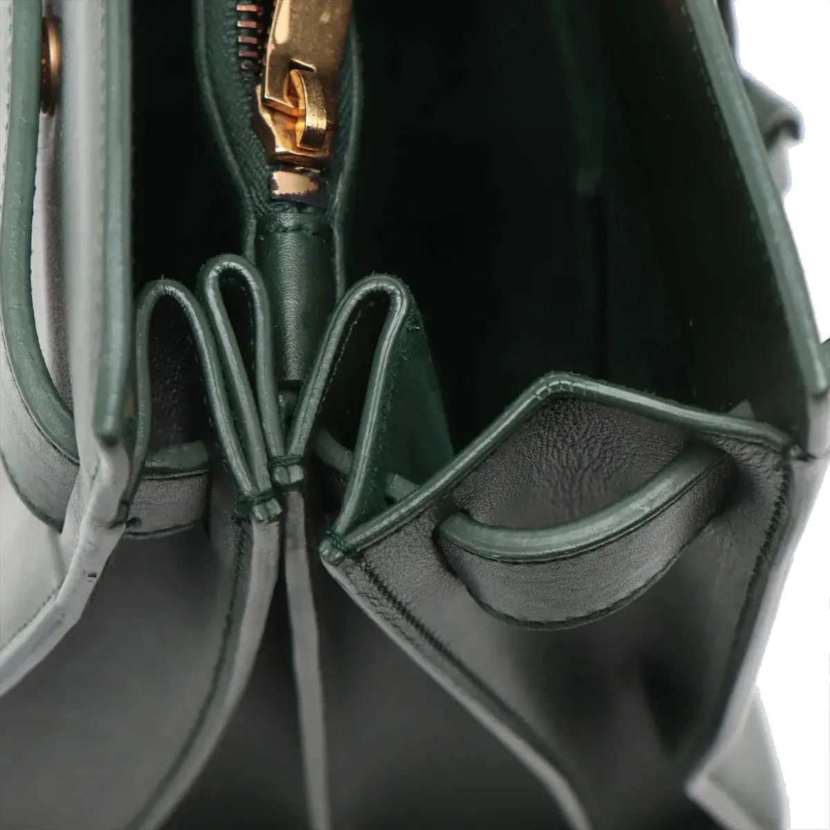 Pre-Loved Sac de Jour Tote Leather Small with Gold Hardware, Dark Green