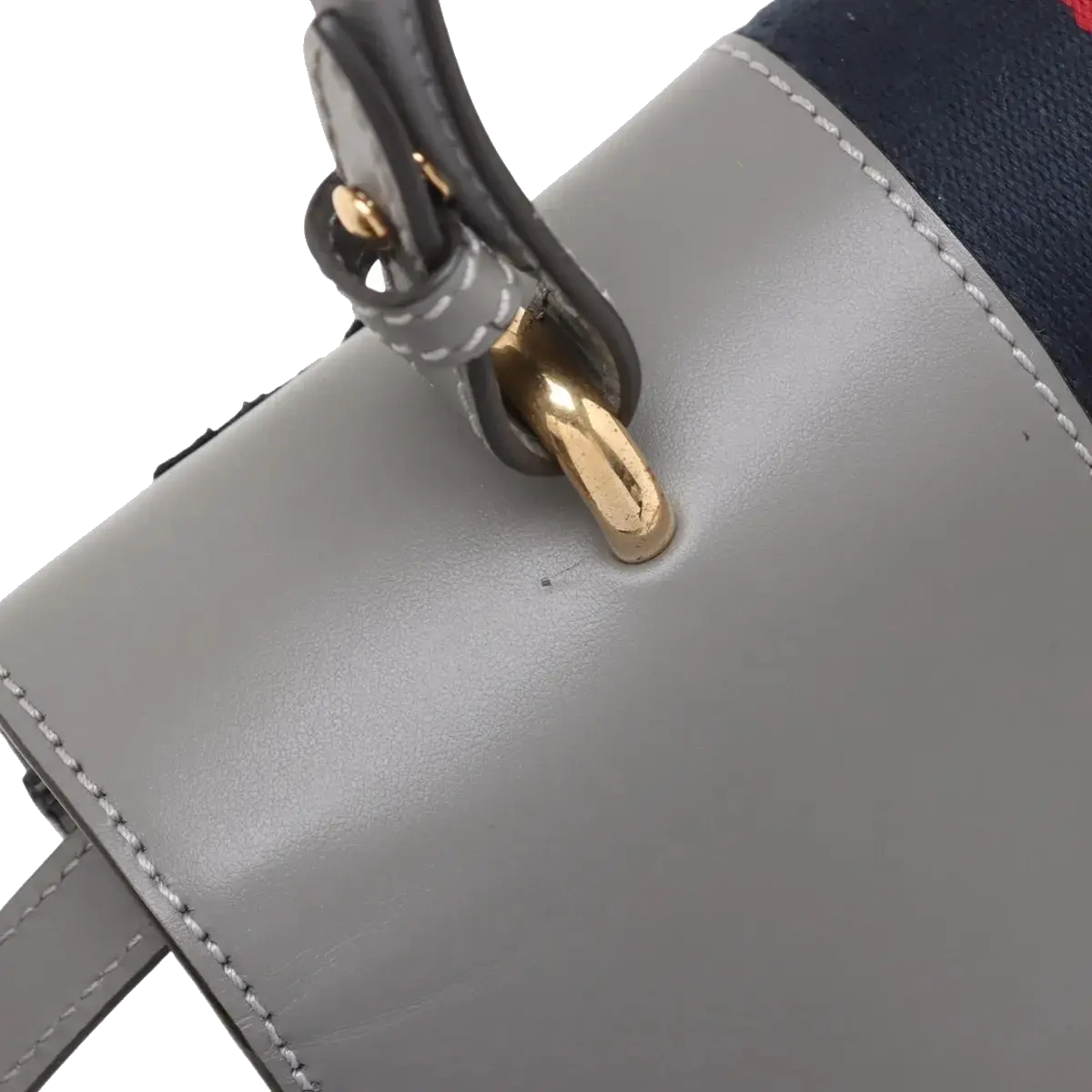 Pre-Loved Sylvie Handbag Floral Leather Medium with Gold Hardware, Gray