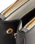 Pre-Loved Galleria Handbag Leather Small with Gold Hardware, Gradient Grey/White