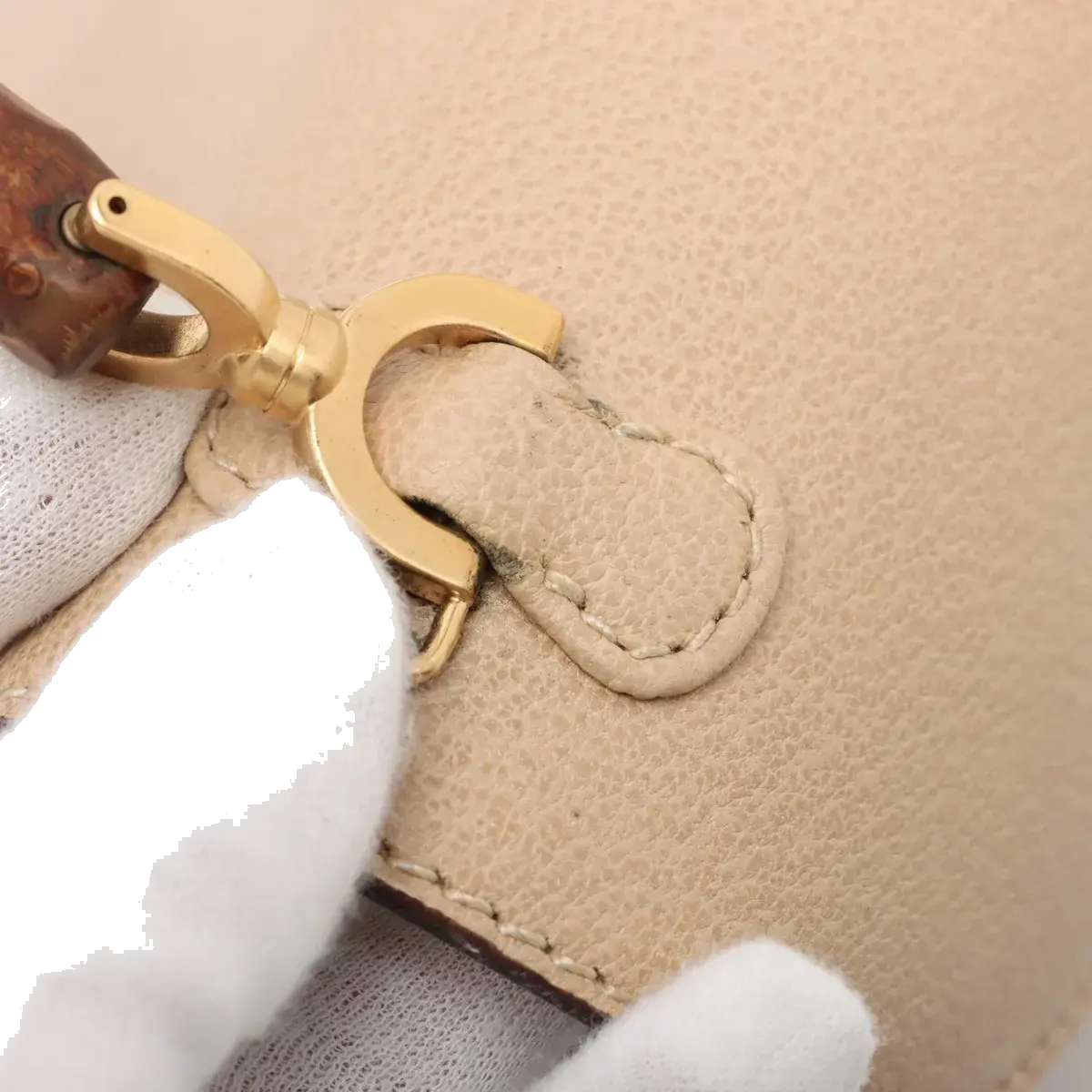 Pre-Loved Bamboo Handbag Leather with Gold Hardware, Beige