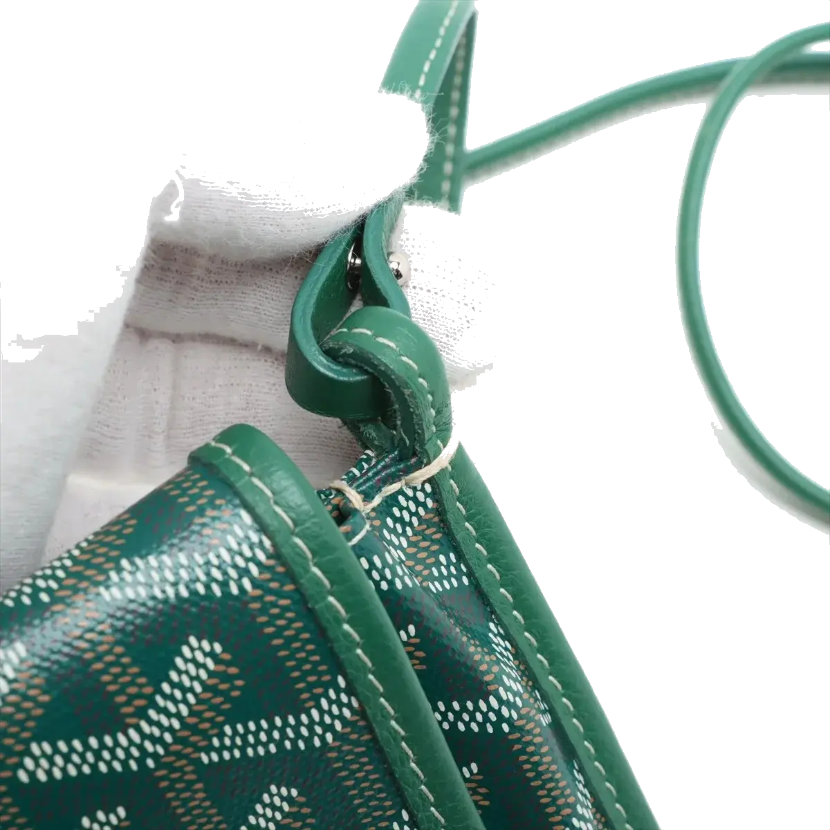 Pre-Loved Plumet Crossbody Bag Goyardine Chevron Coated Canvas with Silver Hardware, Green