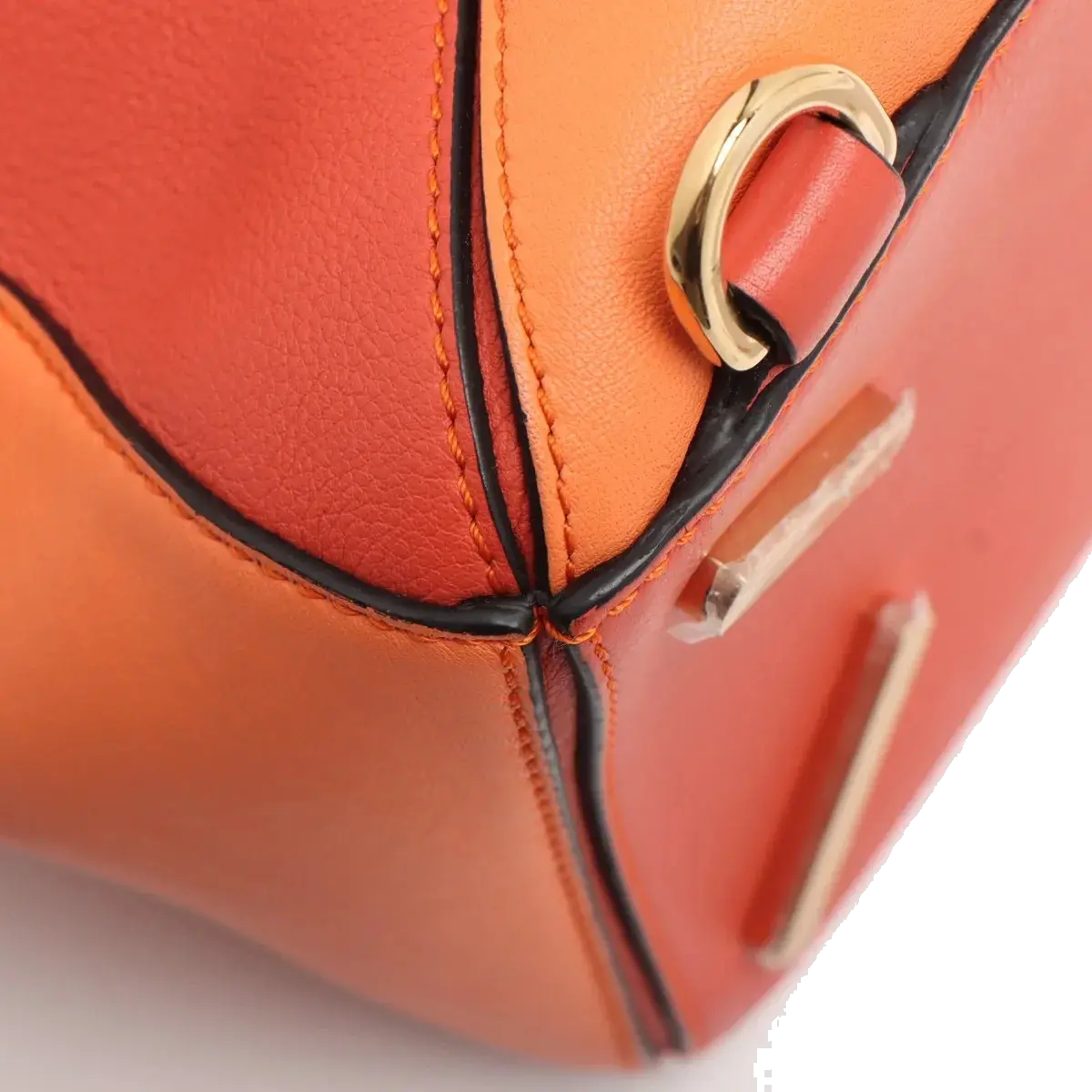 Pre-Loved Puzzle Handbag Colorblock Leather Medium with Gold Hardware, Orange