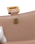 Pre-Loved Hourglass Handbag Crocodile Embossed Leather Small with Gold Hardware, Beige