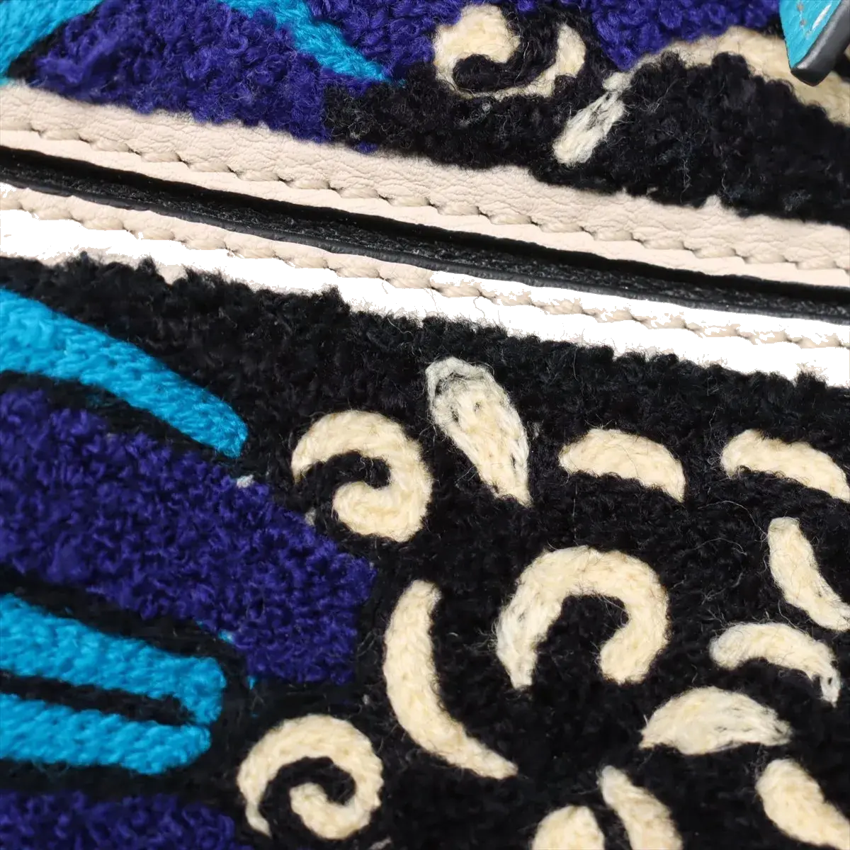 Pre-Loved Puzzle Handbag Embroidered Leather Small with Silver Hardware, Black Multicolor