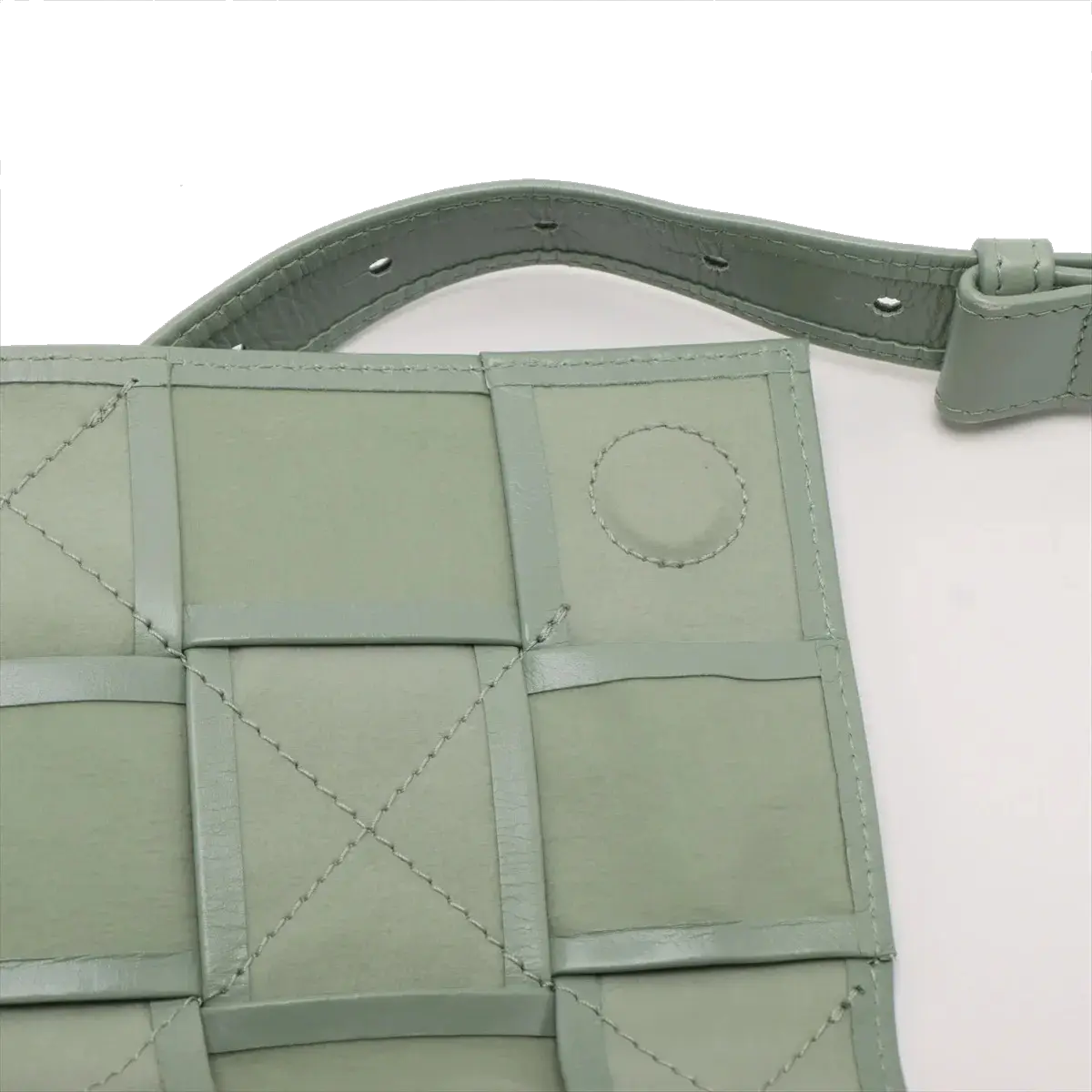 Pre-Loved Cassette Crossbody Bag Intrecciato Leather Mini with Silver Hardware, Sage Green