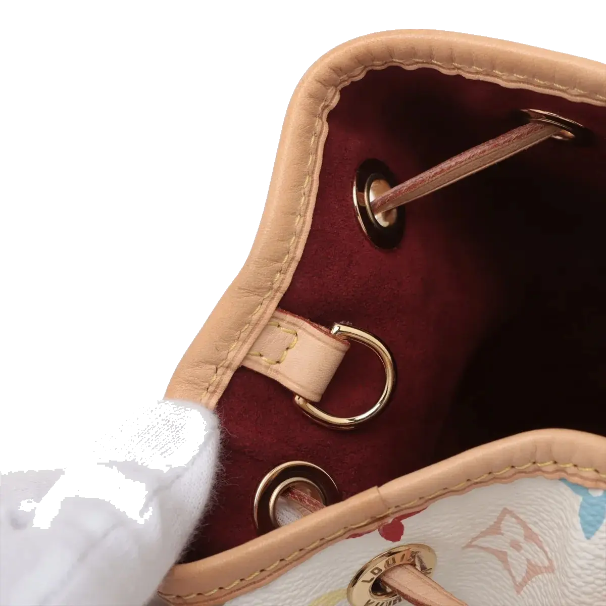 Pre-Loved Petit Noé Shoulder Bag Monogram Multicolore Coated Canvas Petit with Gold Hardware, White Multicolor