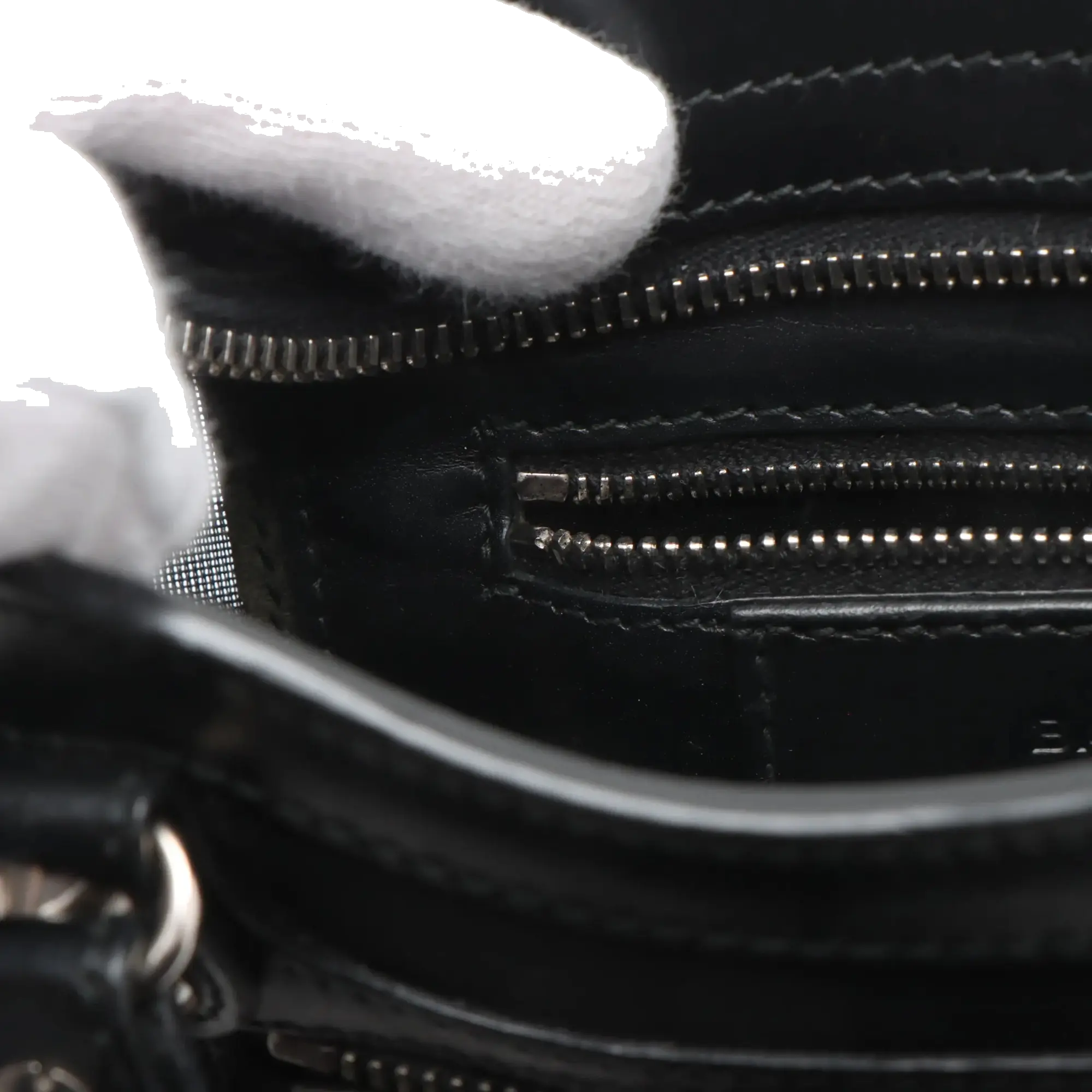 Pre-Loved Classic City Handbag Canvas Plain Mini with Silver Hardware, Black