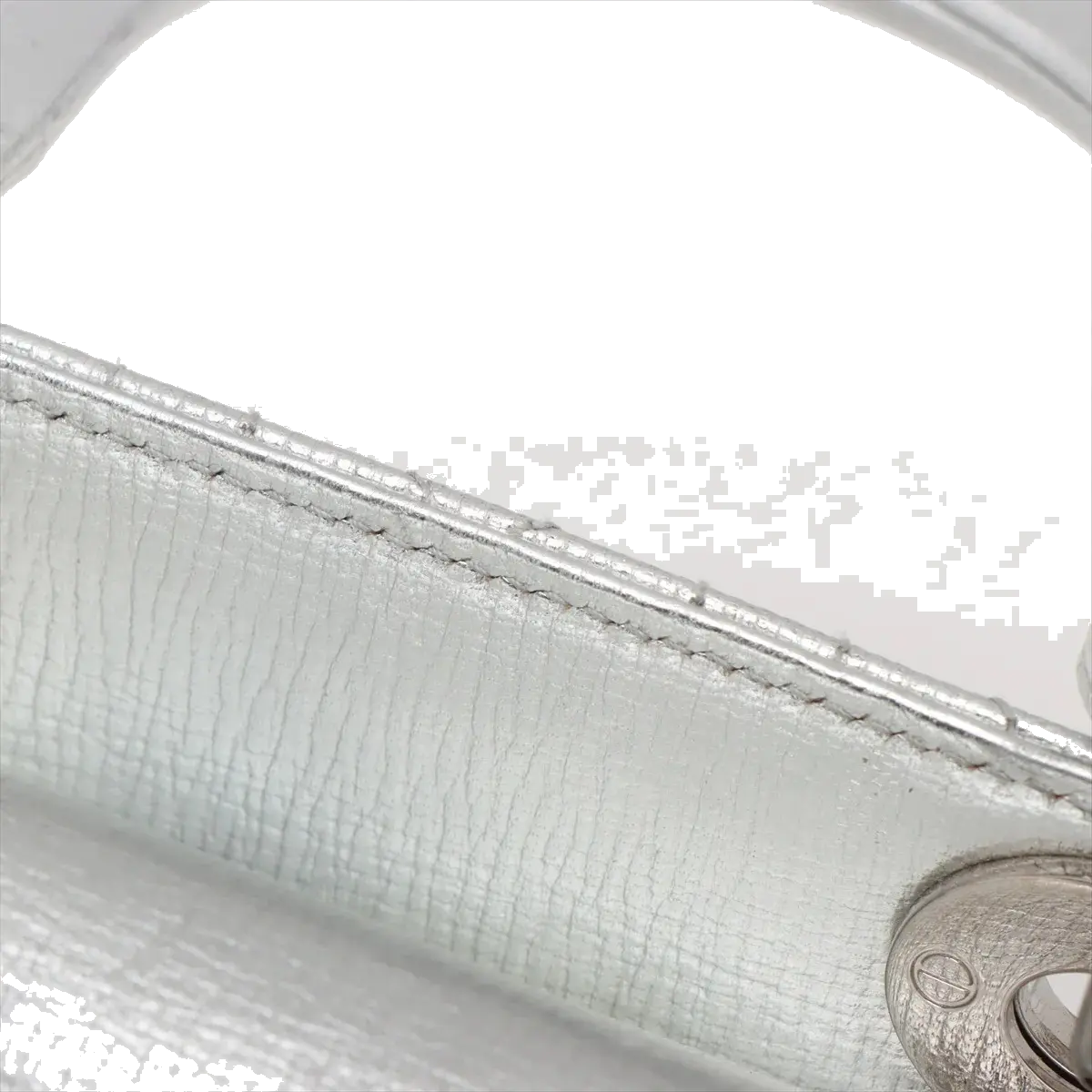 Pre-Loved Lady Dior Handbag Quilted Leather Mini with Silver Hardware, Silver