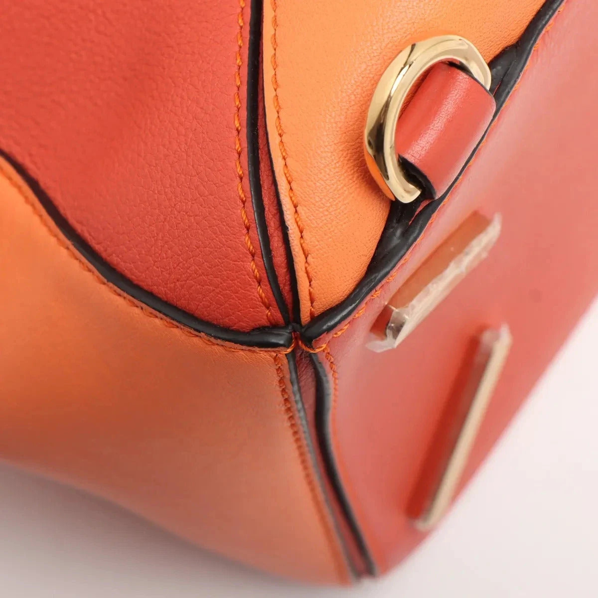 Pre-Loved Puzzle Handbag Colorblock Leather Medium with Gold Hardware, Orange
