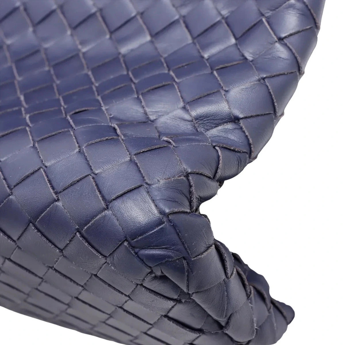 Pre-Loved Roma Tote Intrecciato Leather Medium with Gunmetal Hardware, Navy Blue