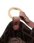 Pre-Loved Mia Shoulder Bag Zucca Coated Canvas with Gold Hardware, Brown