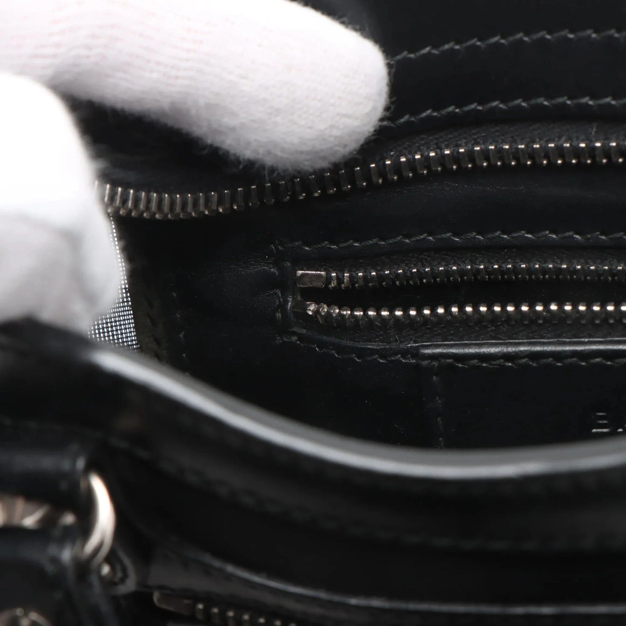 Pre-Loved Classic City Handbag Canvas Plain Mini with Silver Hardware, Black