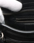 Pre-Loved Classic City Handbag Canvas Plain Mini with Silver Hardware, Black