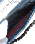 Pre-Loved Trendy CC Handbag Quilted Leather Small with Gold Hardware, Navy