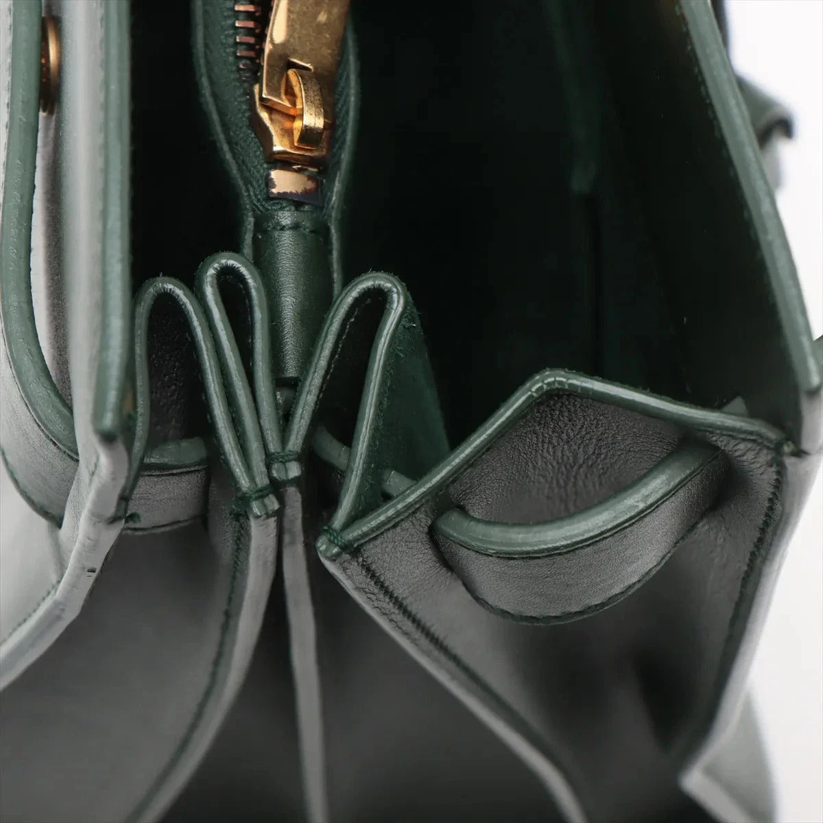 Pre-Loved Sac de Jour Tote Leather Small with Gold Hardware, Dark Green