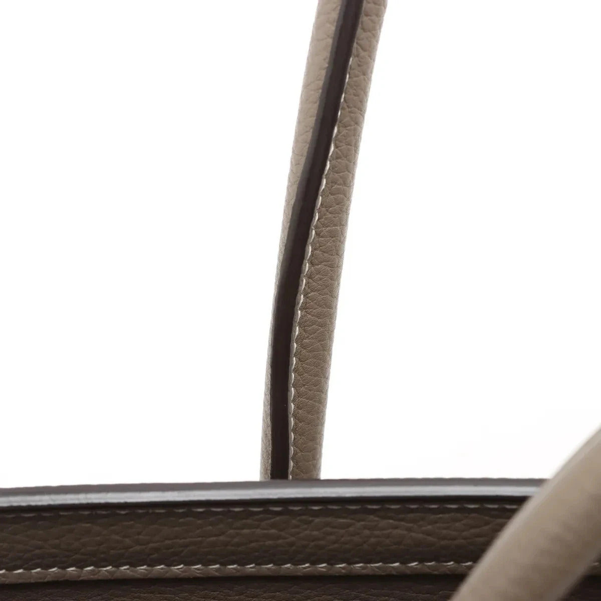 Pre-Loved Luggage Tote Leather Micro with Silver Hardware, Taupe