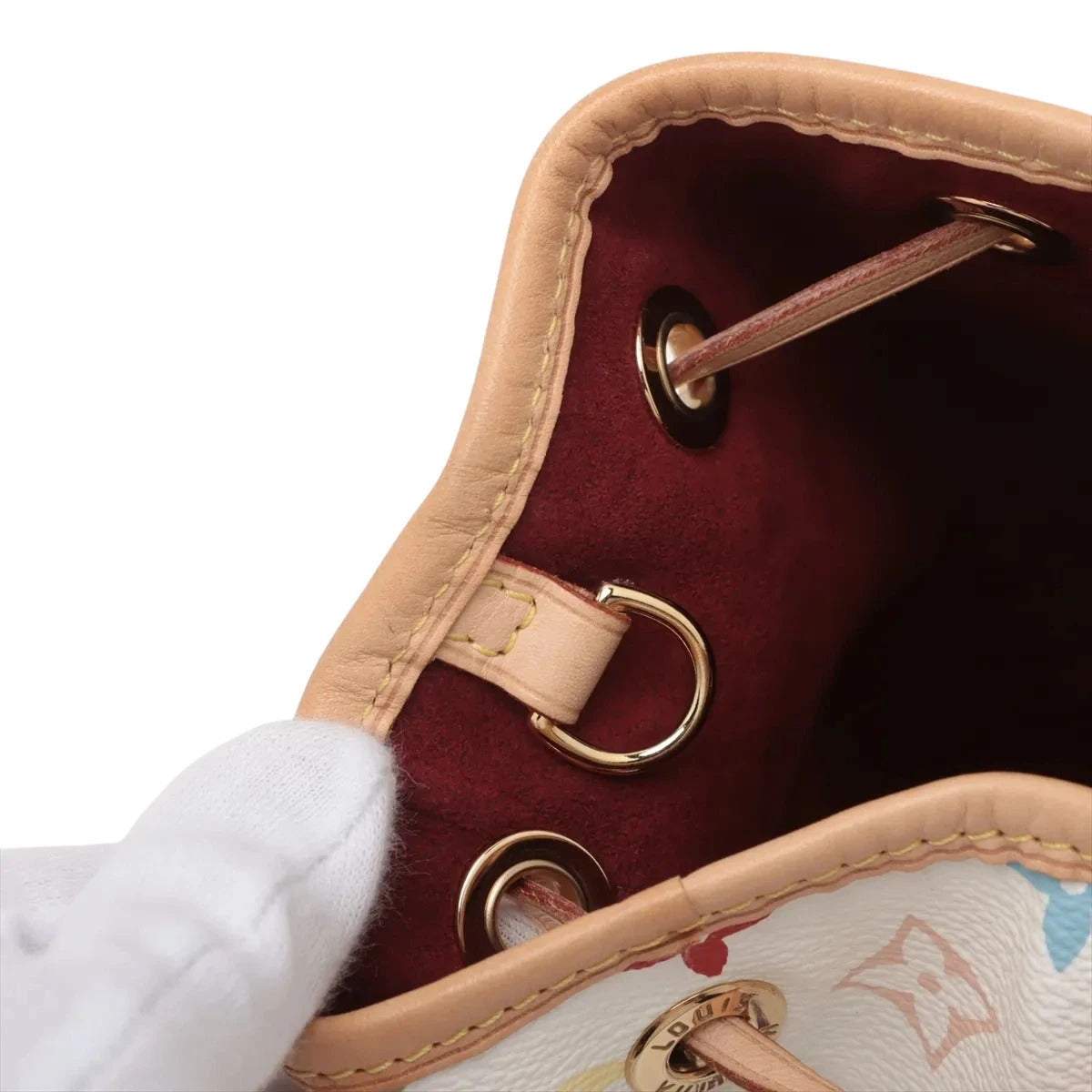 Pre-Loved Petit Noé Shoulder Bag Monogram Multicolore Coated Canvas Petit with Gold Hardware, White Multicolor