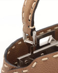 Pre-Loved Peekaboo Handbag Striped Canvas Mini with Silver Hardware, Brown and Beige