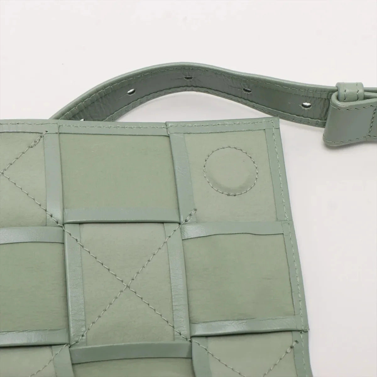 Pre-Loved Cassette Crossbody Bag Intrecciato Leather Mini with Silver Hardware, Sage Green