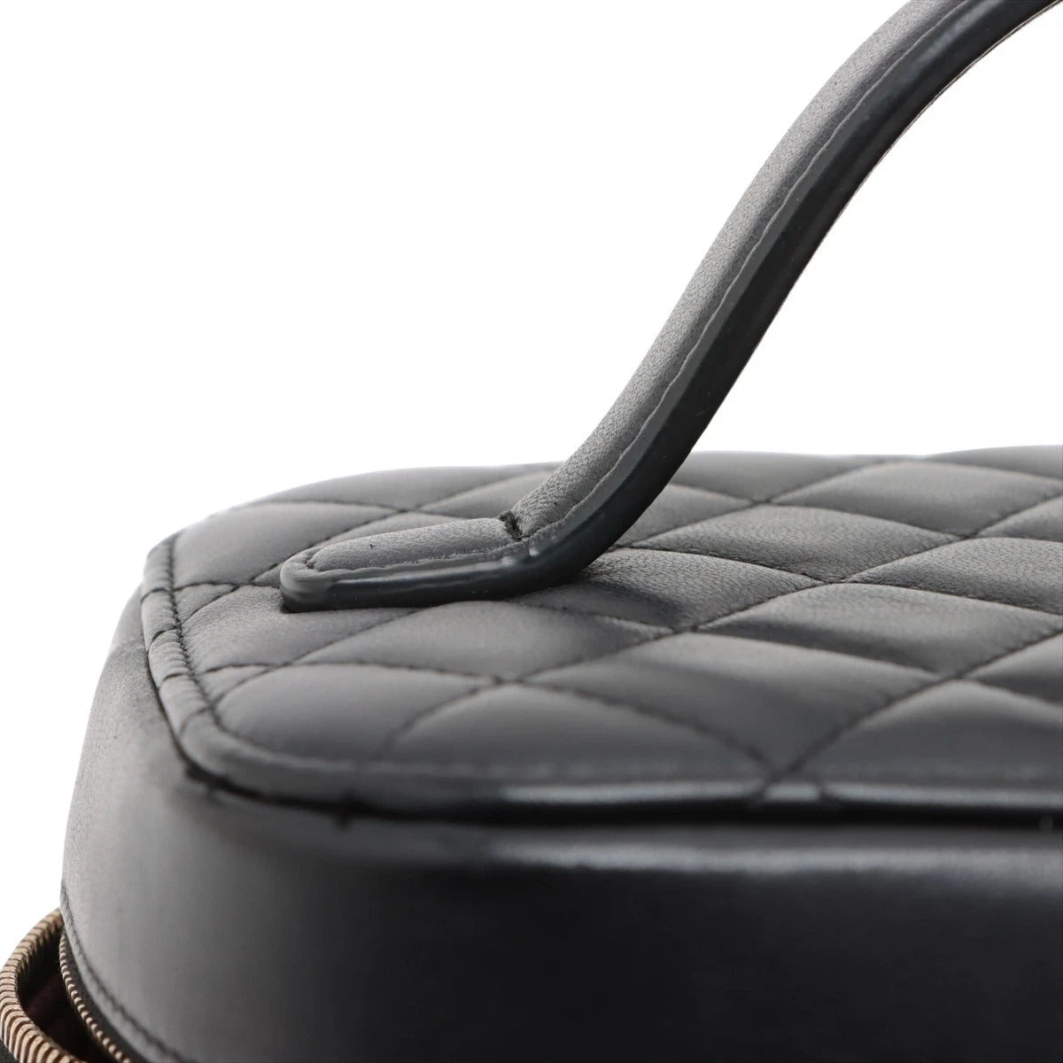 Pre-Loved Vanity Case Handbag Quilted Leather with Gold Hardware, Black