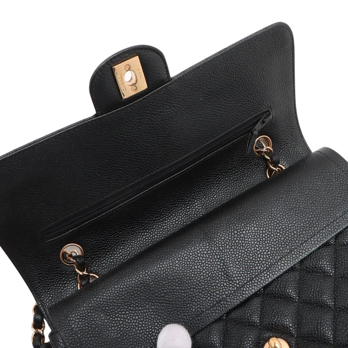 Pre-Loved Classic Double Flap Shoulder Bag Quilted Leather Medium with Gold Hardware, Black