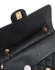 Pre-Loved Classic Double Flap Shoulder Bag Quilted Leather Medium with Gold Hardware, Black