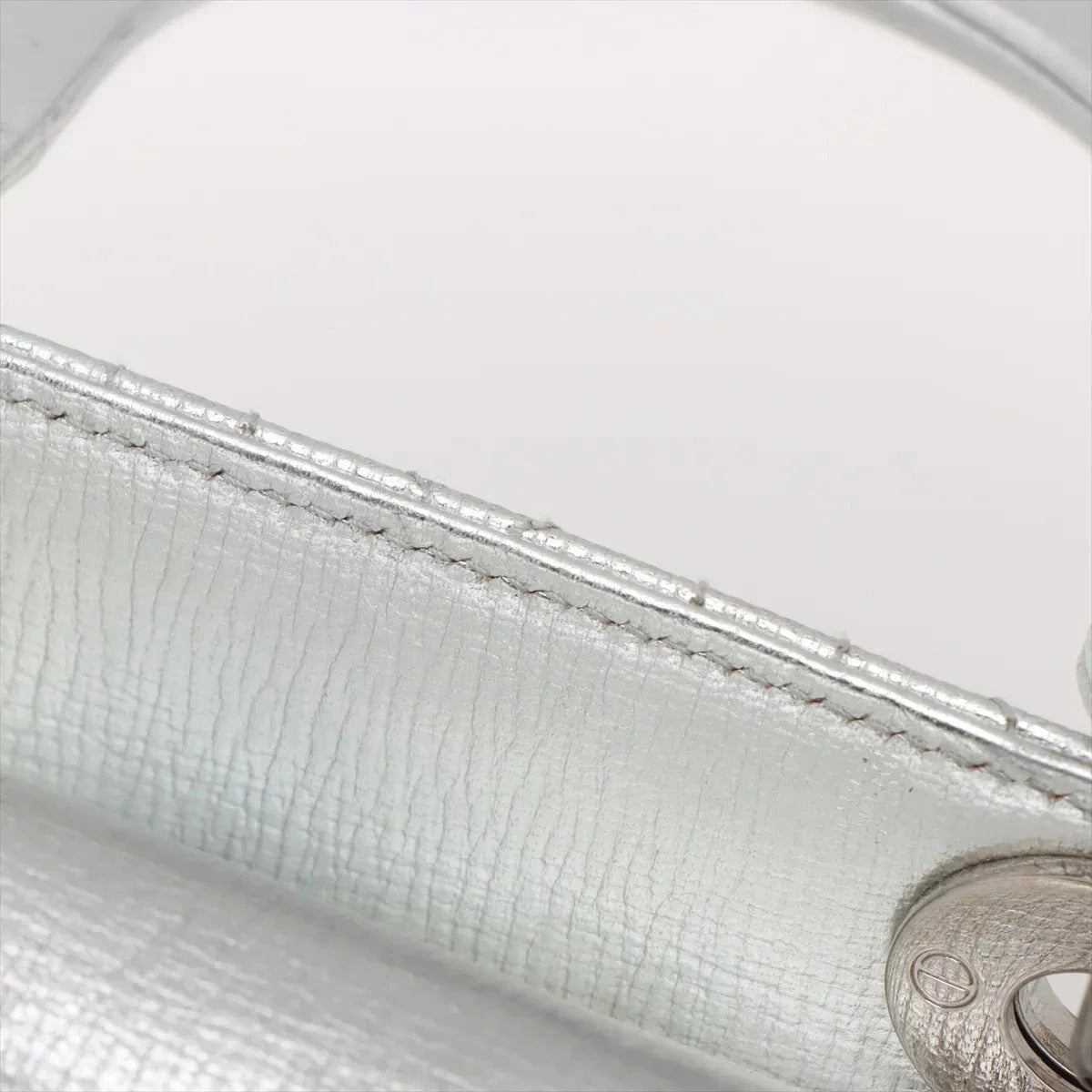 Pre-Loved Lady Dior Handbag Quilted Leather Mini with Silver Hardware, Silver
