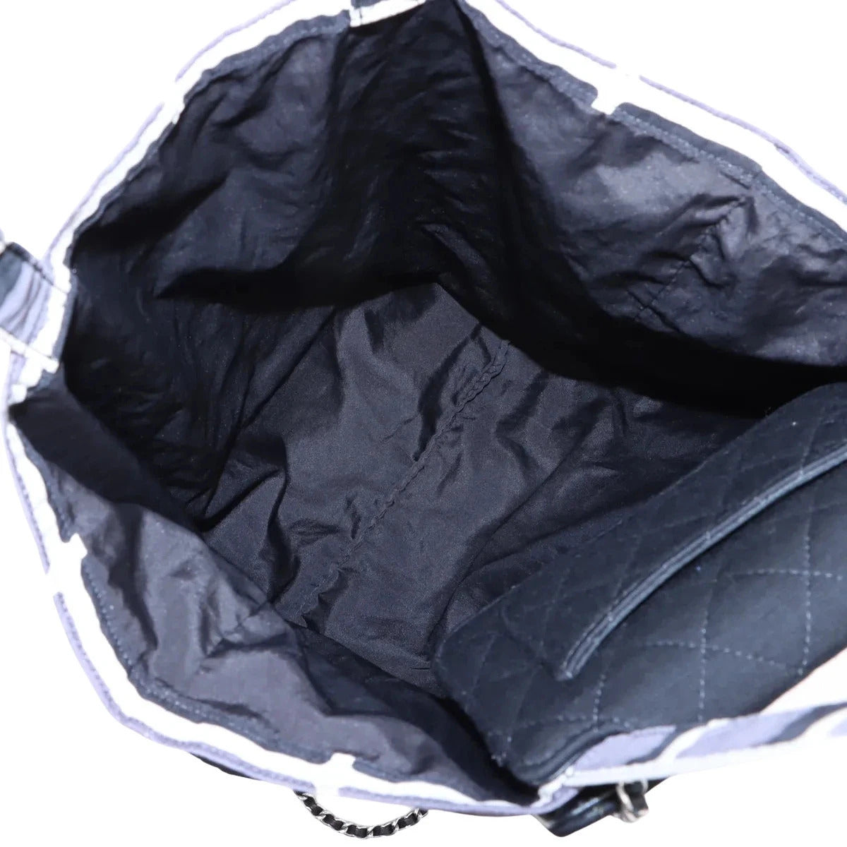 Pre-Loved Quilted Flap Bag with Foldable Tote Crossbody Bag Quilted Canvas Mini with Silver Hardware, Black