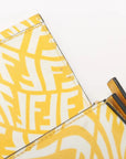 Pre-Loved Baguette Shoulder Bag FF Vertigo Coated Canvas with Gold Hardware, Yellow and White