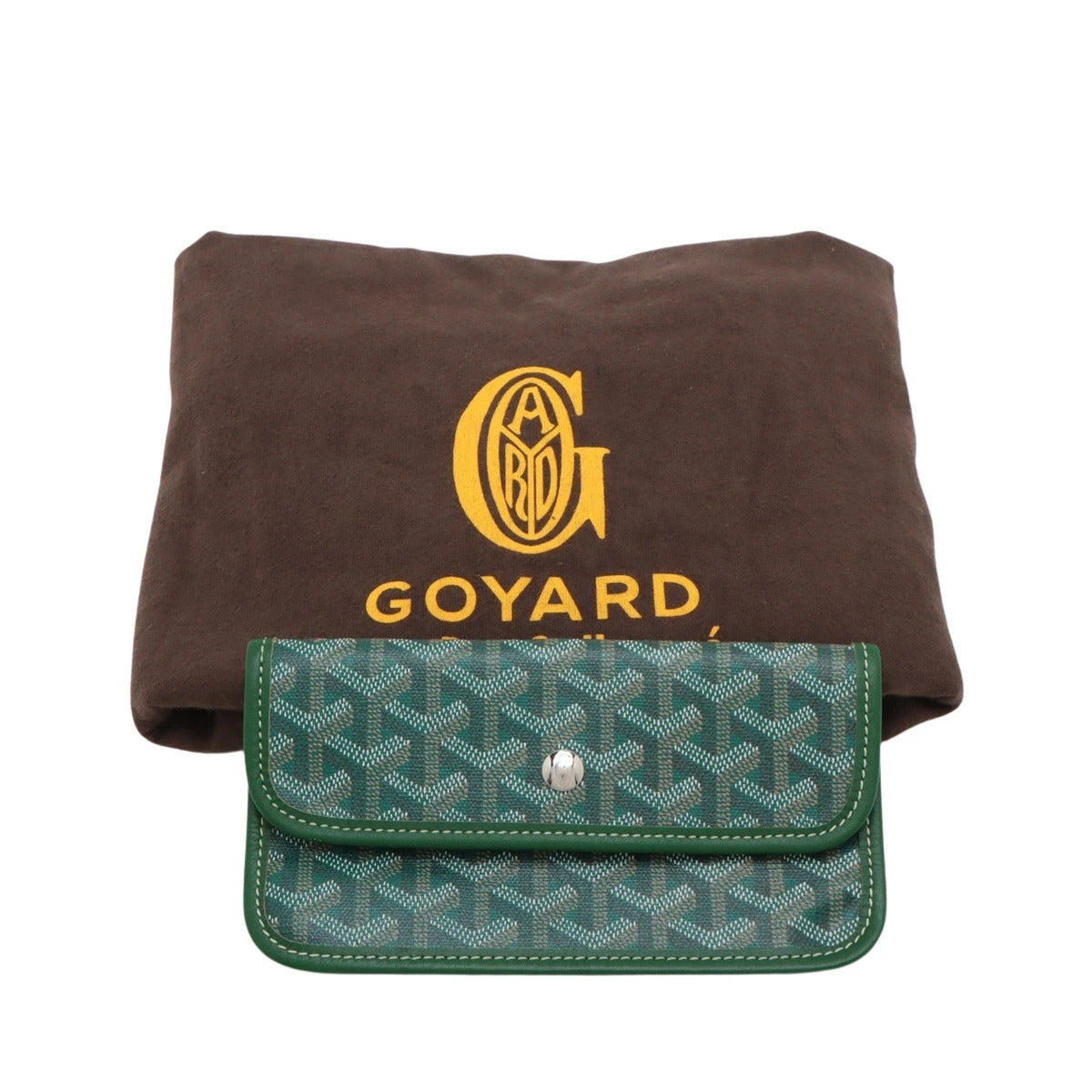 Pre-Loved Saint Louis Tote Goyardine Chevron Canvas Coated GM with Silver Hardware, Green