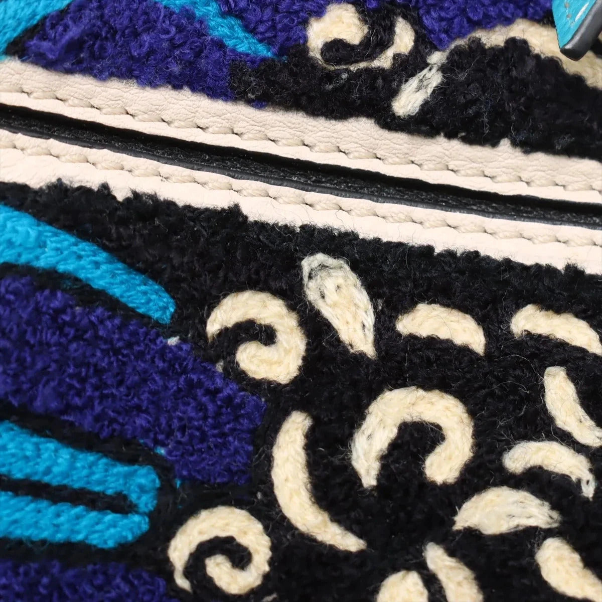 Pre-Loved Puzzle Handbag Embroidered Leather Small with Silver Hardware, Black Multicolor