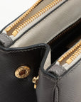 Pre-Loved Galleria Handbag Leather Small with Gold Hardware, Gradient Grey/White