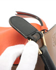 Pre-Loved Puzzle Handbag Leather Small with Gold Hardware, Taupe/Orange/Black