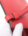 Pre-Loved Bamboo Daily Flap Crossbody Bag Leather with Silver Hardware, Red