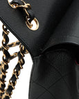Pre-Loved Classic Double Flap Shoulder Bag Quilted Leather Jumbo with Gold Hardware, Black