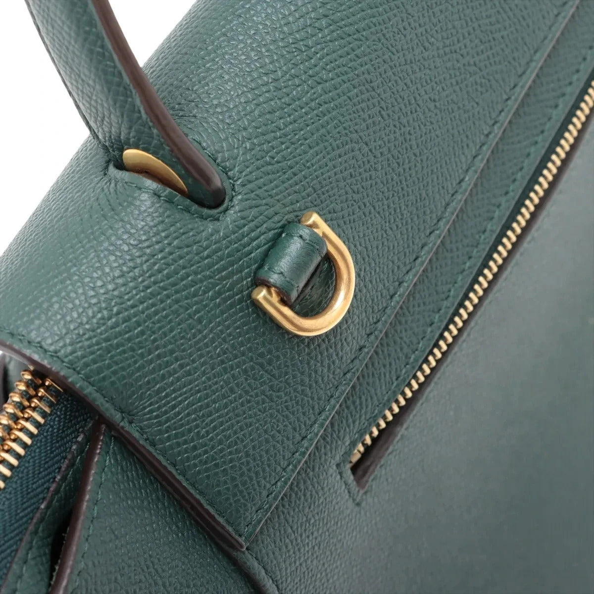 Pre-Loved Belt Bag Handbag Leather Micro with Gold Hardware, Green