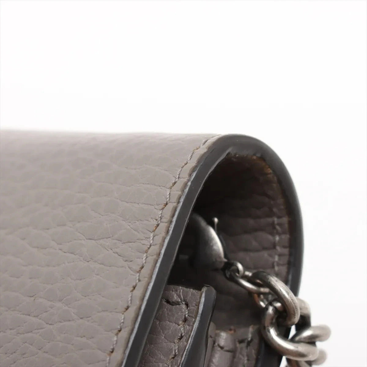 Pre-Loved Dionysus Super Mini Crossbody Bag Leather with Aged Silver Hardware, Gray