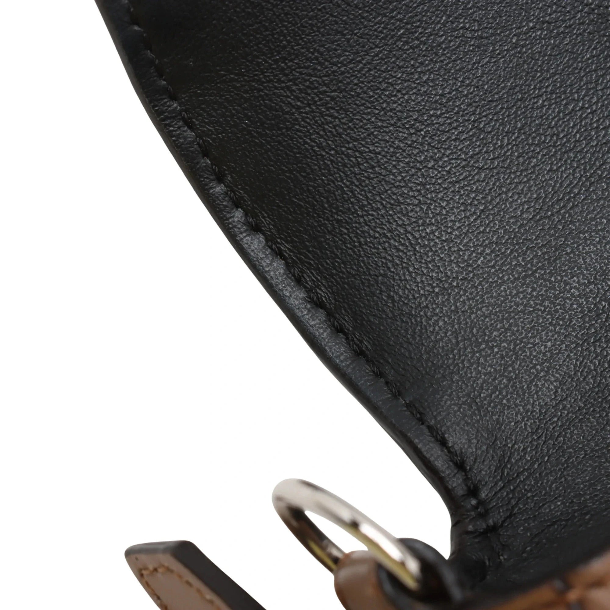 Pre-Loved Baguette Crossbody Bag Monogram Suede Mini with Silver Hardware, Beige