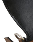 Pre-Loved Baguette Crossbody Bag Monogram Suede Mini with Silver Hardware, Beige