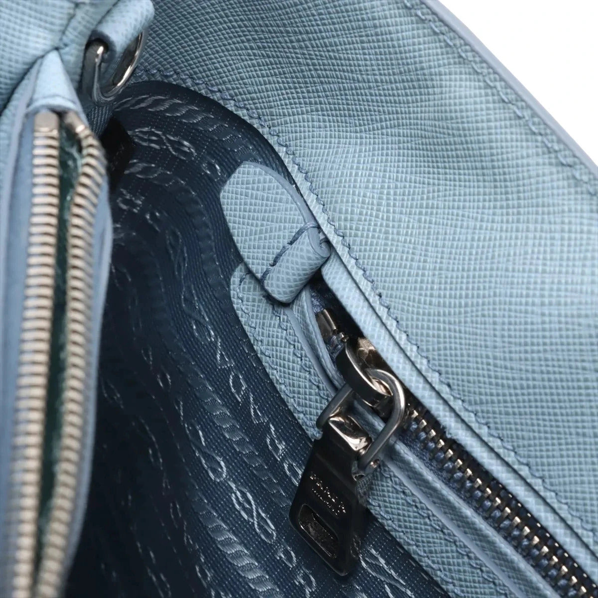 Pre-Loved Galleria Tote Leather Medium with Silver Hardware, Light Blue