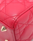 Pre-Loved Lady Dior Handbag Cannage Leather Medium with Gold Hardware, Pink