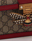 Pre-Loved Queen Margaret Handbag Monogram Coated Canvas Small with Aged Gold Hardware, Beige Ebony Red